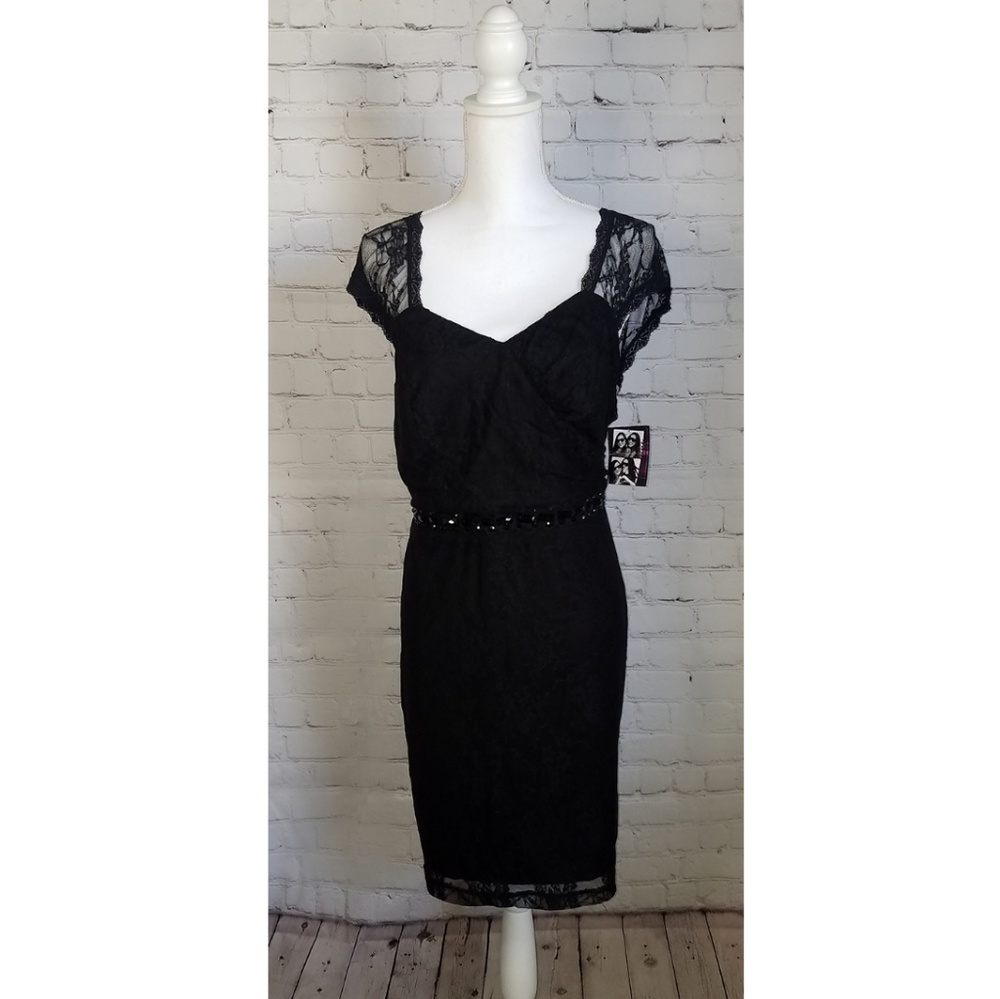 Trixxi Black Lace Cap Sleeve Dress 18